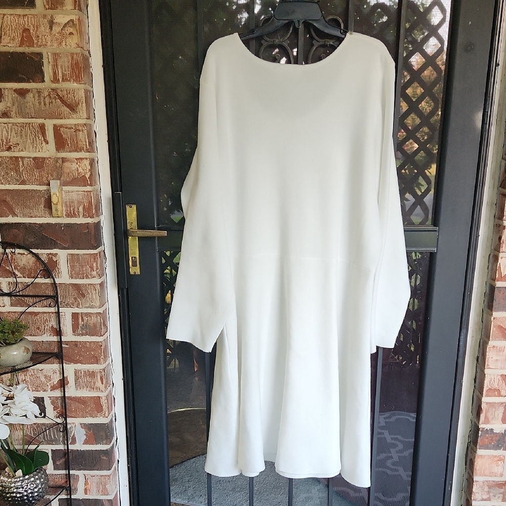 Ashley Stewart Elegant White Dress with Gold Buttons - Picture 6 of 8